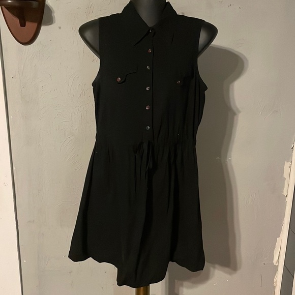 Vintage 1976 Small Prototyoe 100% cotton black sleeveless button dress romper - Picture 1 of 15